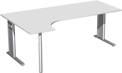 PC-Schreibtisch links höhenverstellbar, C Fuß Blende optional, 2000x1200x680-820,