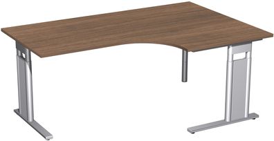 PC-Schreibtisch rechts höhenverstellbar, C Fuß Blende optional, 1800x1200x680-820,