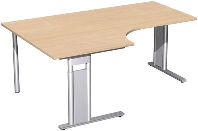 PC-Schreibtisch links höhenverstellbar, C Fuß Blende optional, 1800x1200x680-820,