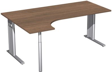 PC-Schreibtisch links höhenverstellbar, C Fuß Blende optional, 1800x1200x680-820,
