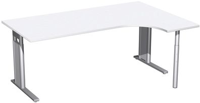 PC-Schreibtisch rechts höhenverstellbar, C Fuß Blende optional, 1800x1200x680-820,