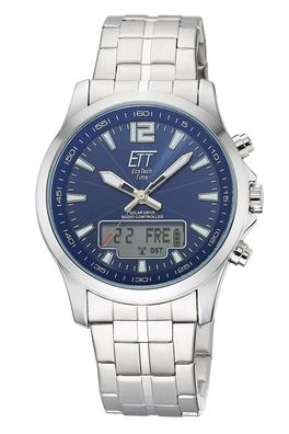 ETT Eco Tech Time Funk-Solar Herrenuhr Professional Worldtimer Blau EGA-11716-31M