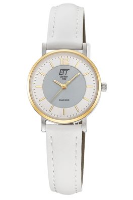ETT Eco Tech Time Solaruhr für Damen mit Lederband Weiß ELS-12163-41L