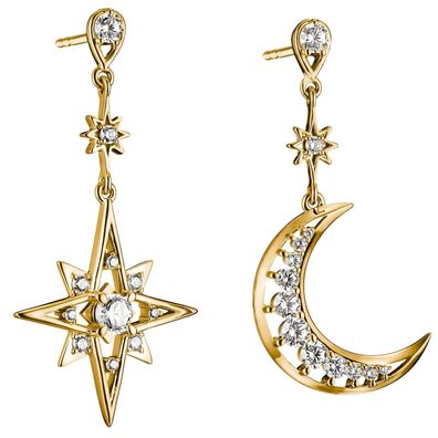 Thomas Sabo Schmuck Damen-Ohrringe Goldfarben Mond und Stern Zirkonia H2379-M01-14