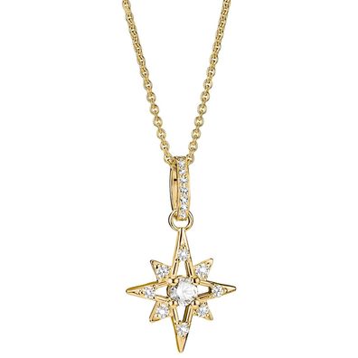 Thomas Sabo Schmuck Damenhalskette Goldfarben Stern mit Zirkonia KE2394-M01-14-L50