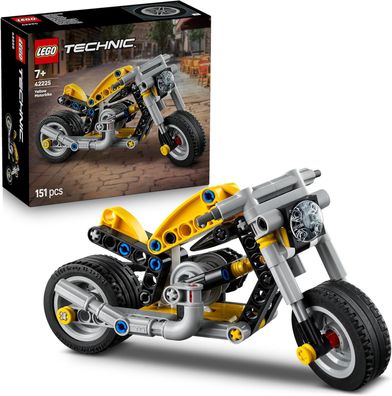 LEGO Technic Gelbes Motorrad - Spielzeug Fahrzeug Modellbau mit 3-Zylinder-Motor - ST