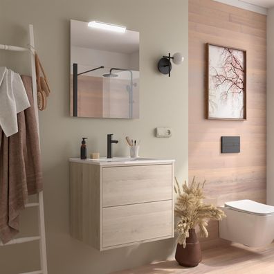Optimus Unterschrank 600 2 Schubladen + Waschbecken Natural