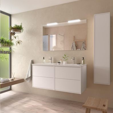 Optimus Unterschrank 1200 4 Schubladen + Waschbecken White Satin