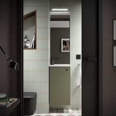 Komplett-Set Marville GREEN SATIN + Waschtisch + Spiegel + Leuchte