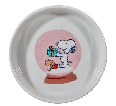 Peanuts Snoopy Keramik Schmuckschale Christmas Snoopy + Woodstock Snow Globe