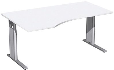 PC-Schreibtisch links höhenverstellbar, C Fuß Blende optional, 1600x1000x680-820,