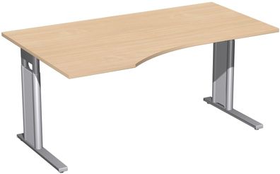PC-Schreibtisch links höhenverstellbar, C Fuß Blende optional, 1600x1000x680-820,