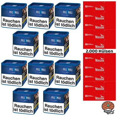 Pall Mall Blue/ Blau Dose 10x 38g + 2000 Winston Hülsen