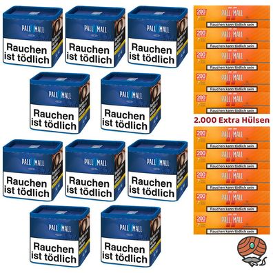 Pall Mall Blue/Blau Dose 10x 38g + 2000 Pall Mall Allround Xtra Hülsen