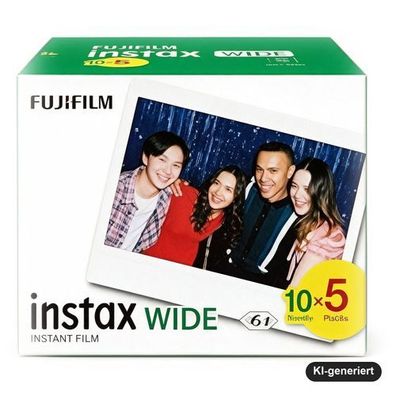 Fujifilm instax WIDE Sofortbildfilm, weißer Rahmen, 5er-Pack mit 50 Aufnahmen