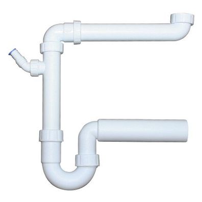 PP-Raumsparsiphon 11/2" DN 40, mit einem Geräteanschluss, weiss, ach DIN