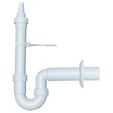 PP-Waschmaschinen-Siphon DN 50, weiss mit einem Kombi-Geräteanschluss 1" und 3/4" nac