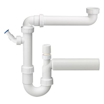 PP-Raumsparsiphon 11/2" DN 40, mit einem Geräteanschluss und Rohrbelüfter, eiss, nach