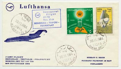 Flugpost ALLE WELT Nr Lufthansa LH733 Benghazi B X74307E