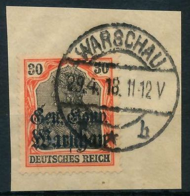 BES. 1WK D-POST IN POLEN Nr 14a zentrisch gestempelt Briefstück X462D7A