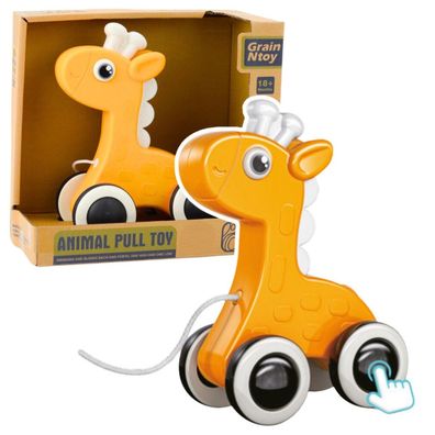 Lean Giraffe Pull-On String Toy Squeaker Eco Gelb