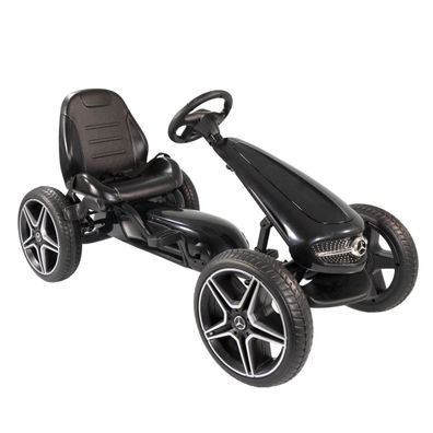 Go Kart Tretfahrzeug Mercedes rot, Kinderfahrzeug ab 3 Jahre, Soundlenkrad : rot