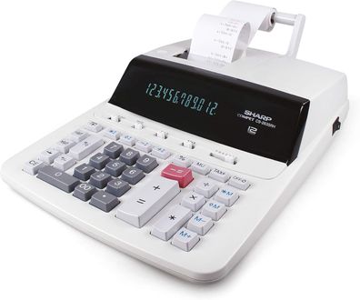 Sharp Druckender Tischrechner CS-2635LW (großes 12-stelliges Display, schwarz rote Dr