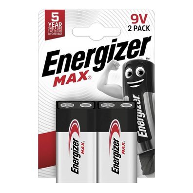 Energizer Batterie Alkaline E-Block 6LR61 9V Max 2er Blister Rauchmelder