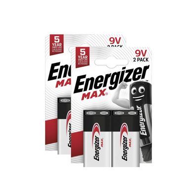 2x 2er Blister Energizer Batterie Alkaline E-Block 6LR61 9V Max Rauchmelder