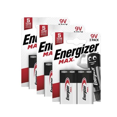 3x 2er Blister Energizer Batterie Alkaline E-Block 6LR61 9V Max Rauchmelder