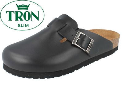 TRON Escalet slim Damen Tieffußbett Clog schwarz Glattleder