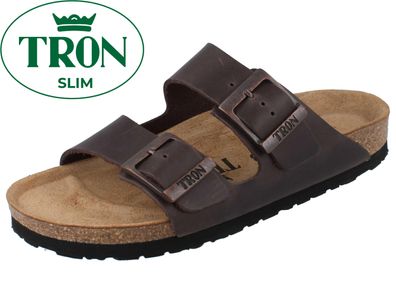 TRON Pampelonne slim Damen Herren Tieffußbett Pantolette braun Nubukleder
