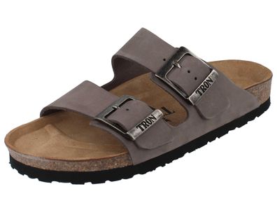 TRON Pampelonne slim Damen Herren Tieffußbett Pantolette grau Nubukleder
