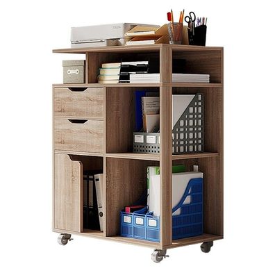 Multifunktionaler Drucktisch, mobiler Rollcontainer, hellbraun