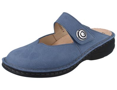 FINN Comfort Canaro Damen Clog hellblau genarbtes Nubukleder