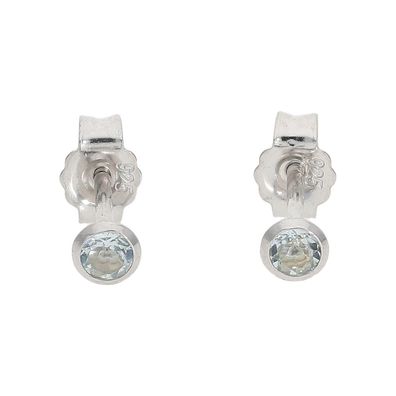 Silber 925 Ohrstecker Damen mit echte Blautopas JuwelmaLux JL52-06-0172