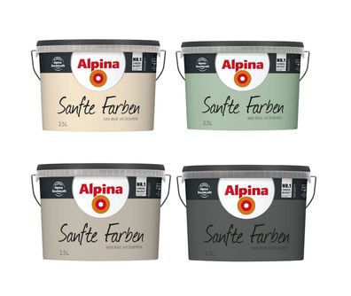 Alpina Farbe 2,5 Liter Sanfte Farben Matt hochdeckende Wandfarbe Farbwahl