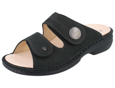 FINN Comfort Sansibar Damen Pantolette schwarz genarbtes Nubukleder