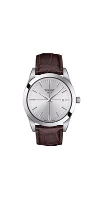 Tissot Herrenuhr Gentleman Silber Braun Leder T127.410.16.031.01