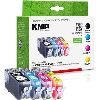 KMP Multipack C72V schwarz, cyan, magenta, gelb Tintenpatronen ersetzen Canon PGI-520