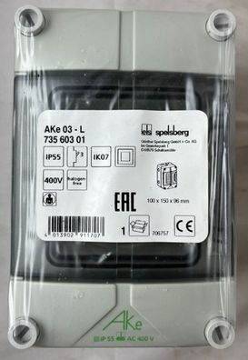 Spelsberg AKe 03-L 73560301 IP55 3 Module Enclosure 400V New