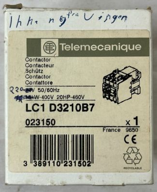 Telemecanique LC1D3210B7 Contactor 32A 15kW 3-Pole 24VAC Coil New