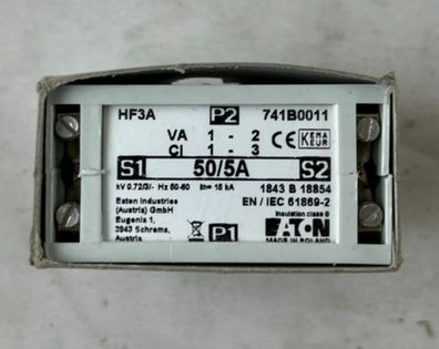 Eaton HF3A 741B0011 Current Transformer 50/5A 1VA IEC 61869-2 New
