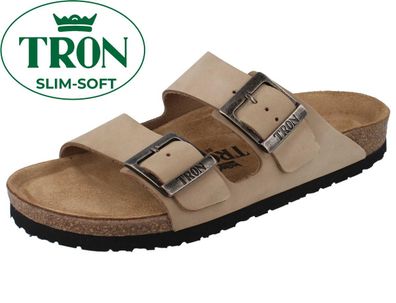 TRON Pampelonne slim Soft Damen Herren Tieffußbett Pantolette beige Nubukleder