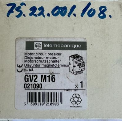 Telemecanique GV2 M16 Motor Circuit Breaker 9-14A New