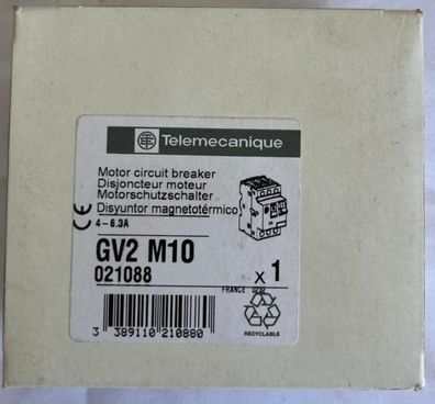 Telemecanique GV2 M10 Motor Circuit Breaker 4-6.3A New