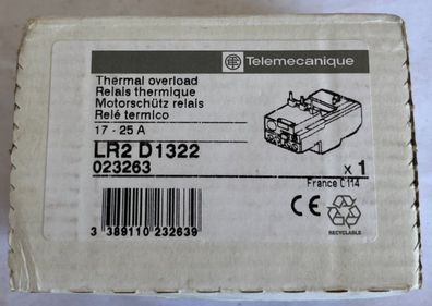 Telemecanique LR2 D1322 Thermal Overload Relay 17-25A New Spare Unit