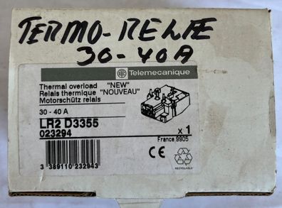 Telemecanique LR2 D3355 Thermal Overload Relay 30-40A New Spare Unit