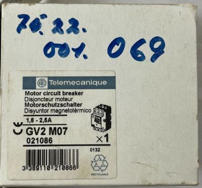 Telemecanique GV2M07 Motor Circuit Breaker Manual Motor Starter 1.6-2.5A New NOS