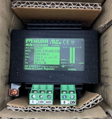 Murrelektronik MST 86351 Control Isolation Transformer 230/400V to 230V 250VA